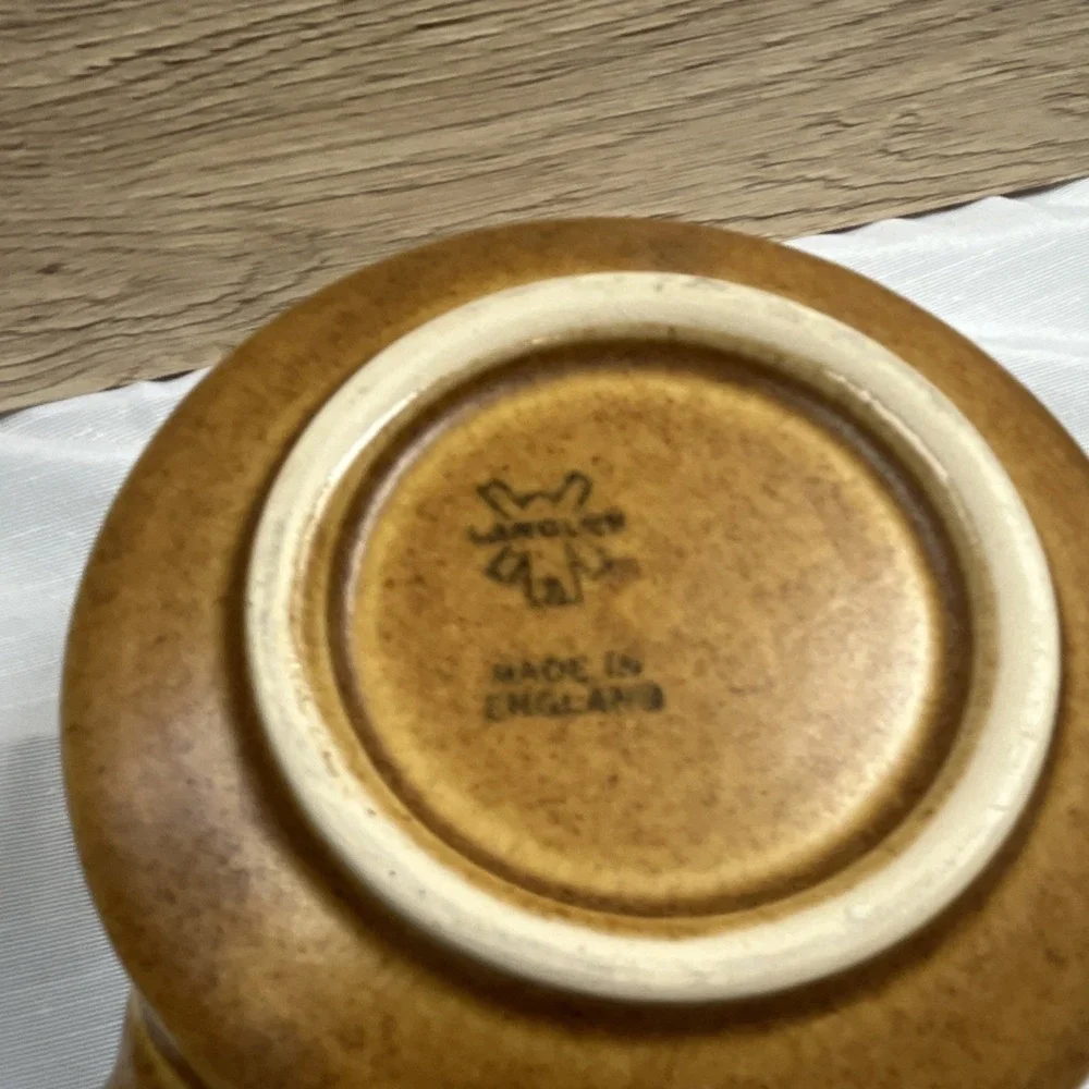 Langley Ceramic Pottery Handled Brown Round Bowl and Plate Set‎ England